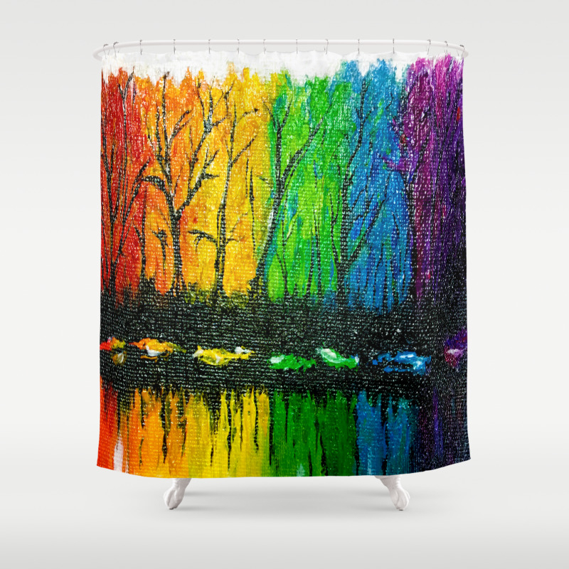 Rainbow Abstract Painting Woods Red Yellow Orange Green Blue
