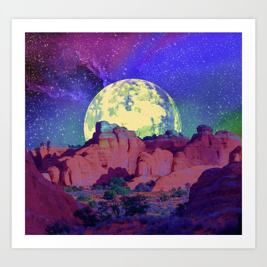 night desert landscape Art Print