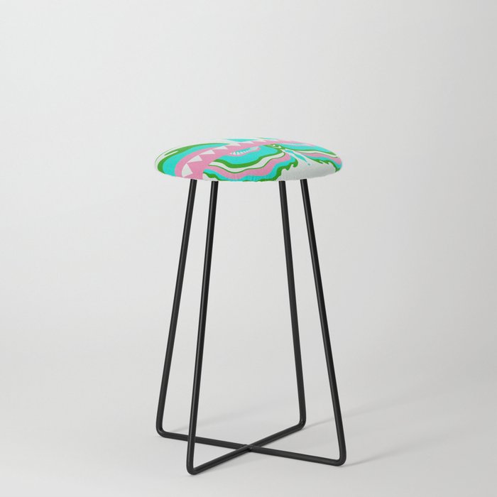 dreaming in dayglo, teal + green Counter Stool