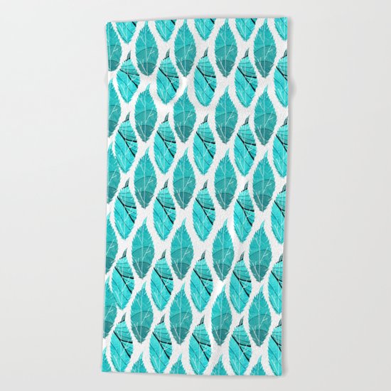 Blue Leaves Beach Towel