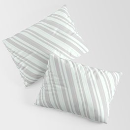 [ Thumbnail: Mint Cream and Light Gray Colored Stripes/Lines Pattern Pillow Sham ]