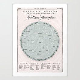 Northern Hemisphere Constellations Map Art Print