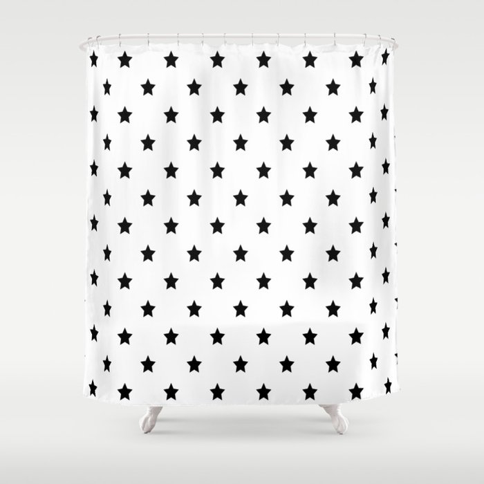 Black And White Star Pattern Shower Curtain By Seafoam12 Society6