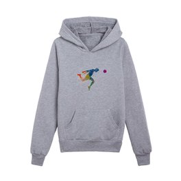 Watercolor soccer player Kids Pullover Hoodies