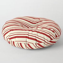[ Thumbnail: Bisque & Dark Red Colored Lines/Stripes Pattern Floor Pillow ]