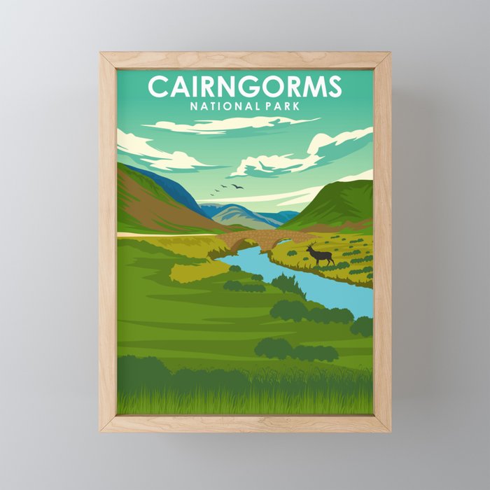 Cairngorms National ParkVintage Minimal Travel Poster Framed Mini Art Print