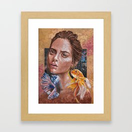 The Girl and fish Framed Art Print