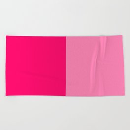 Pink Two Monochrome Tone Color Block Beach Towel