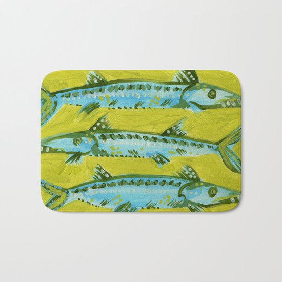 Barracuda on Yellow Bath Mat