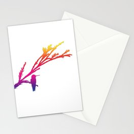 Hummingbird silhouette in rainbow colors Stationery Cards