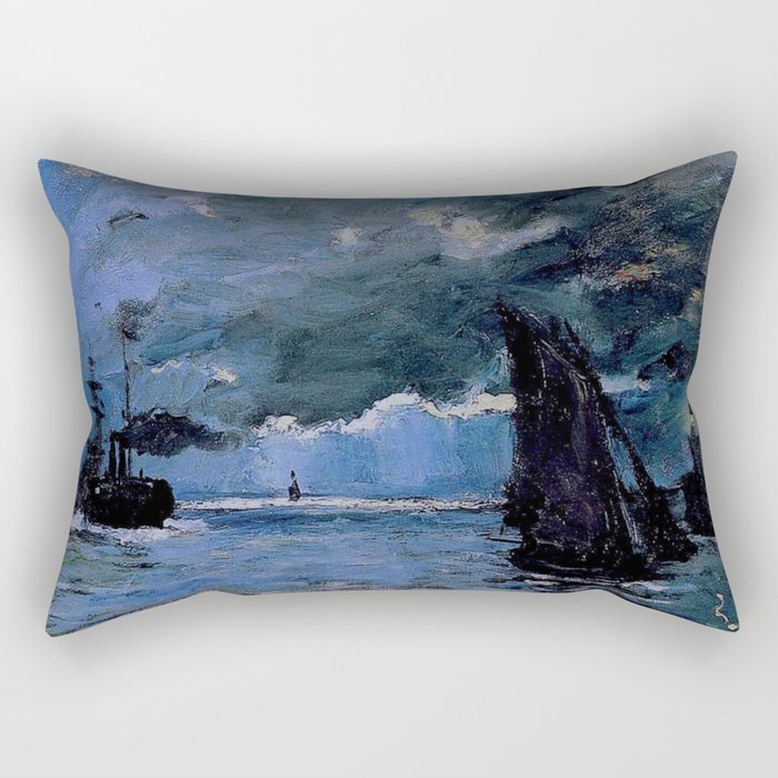 Seascape, Night Effect Claude Monet 1866 Rectangular Pillow