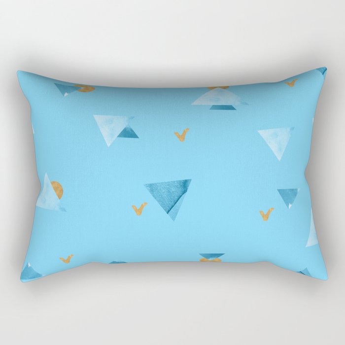 Aqua Triangles Rectangular Pillow