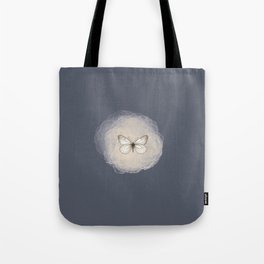 Hand-Drawn Butterfly and Brush Stroke on Dark Gray Tote Bag