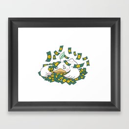 Money falling Doo Doo duck Framed Art Print