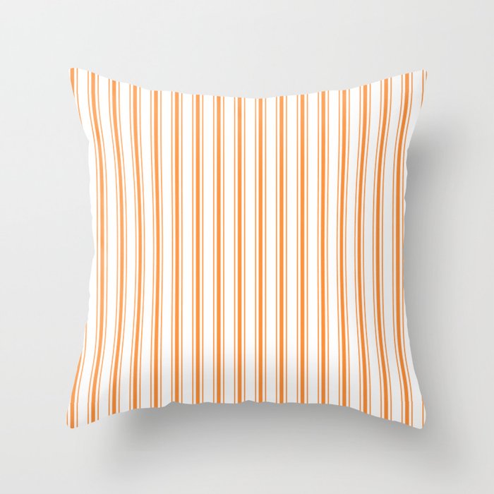 Bright Orange Russet Mattress Ticking Wide Striped Pattern Fall Fashion 2018 Throw Pillow