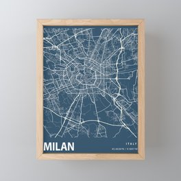 Milan city cartography Framed Mini Art Print