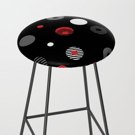 Red Gray Black White Stripes Circle Dot Pattern Pairs Coloro 2022 Popular Color Red Glow 013-43-37 Bar Stool