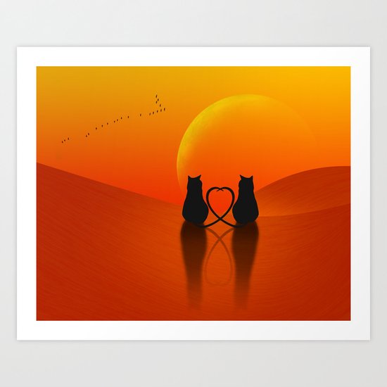 Cats in Love Art Print