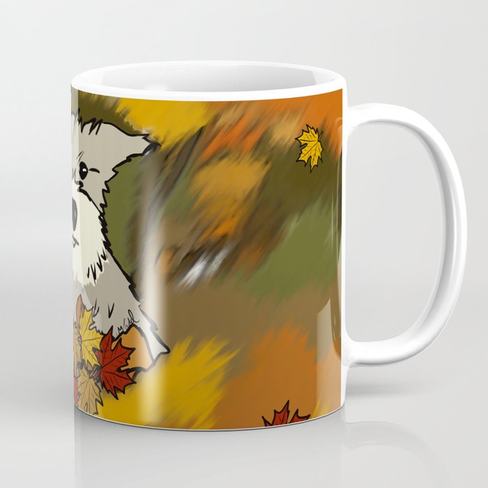 Schnauzer In Fall Leaves Coffee Mug
