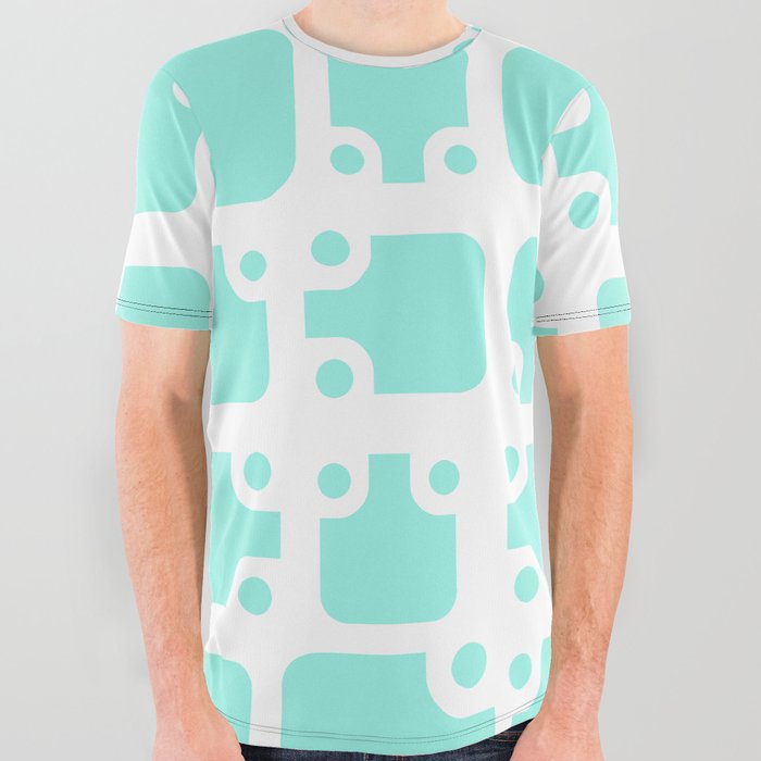 Mid Century Modern Abstract Pattern Mint Green 1 All Over Graphic Tee
