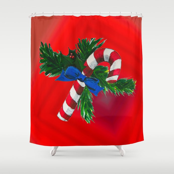 Christmas Candy Cane Shower Curtain By Redbicycle Society6 Christmas Candy Cane Shower Curtain