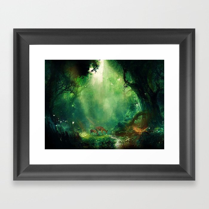 Deer Forest Framed Art Print