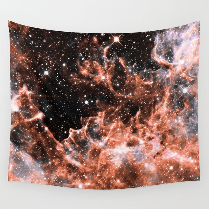 galaxy nebula peach gray Wall Tapestry