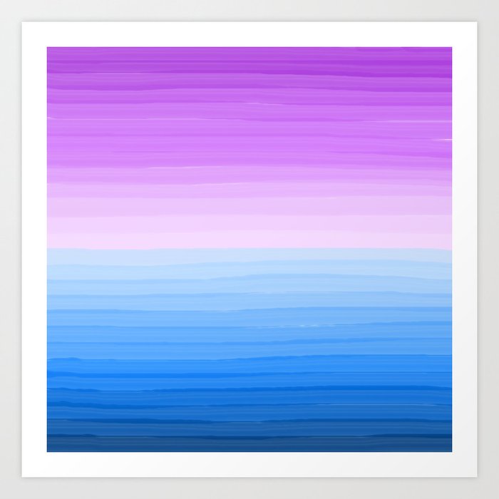Purple Sunset On Blue Ocean Minimalist Painting Art Print By