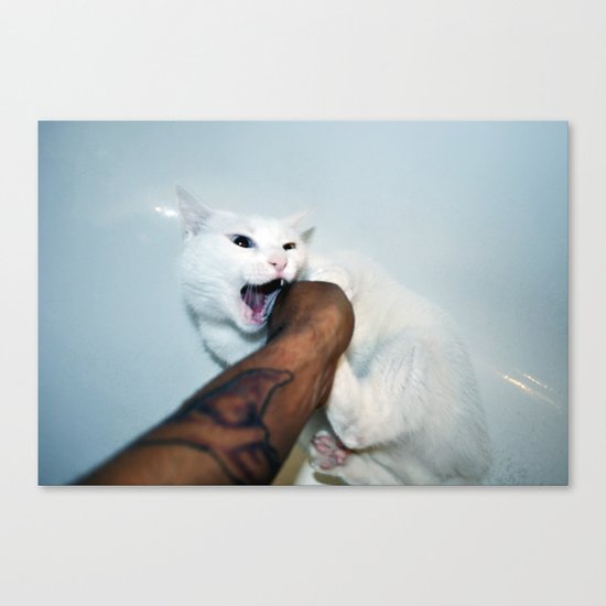 selfportrait with cat Canvas Print