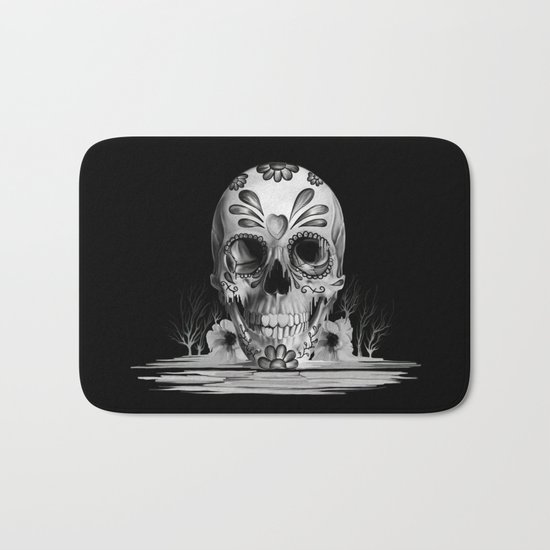 Pulled sugar, day of the dead skull Bath Mat