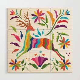 Mexican Otomí Deer / Colorful & happy art by Akbaly Wood Wall Art