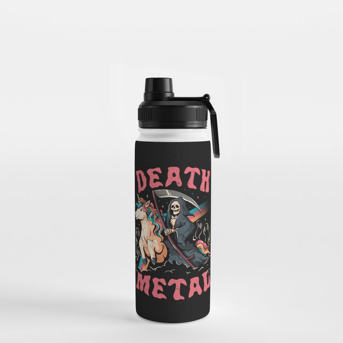 Death Metal - Cute Evil Skull Unicorn Gift Water Bottle
