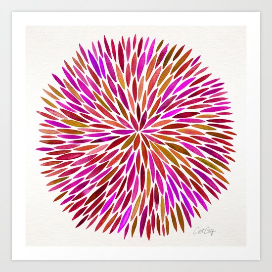 Pink Watercolor Burst Art Print
