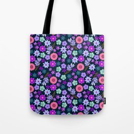 Blue purple floral meadow  Tote Bag