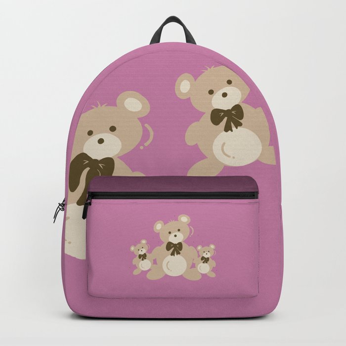 Teddy Bears Triplet - Pink Backpack