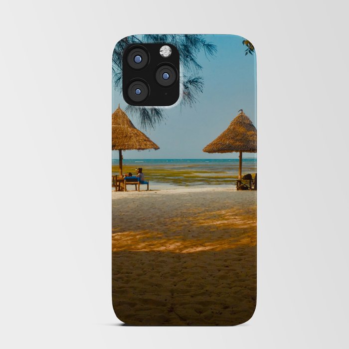 South Africa Photography - Beach With Straw Parasols iPhone Card Case