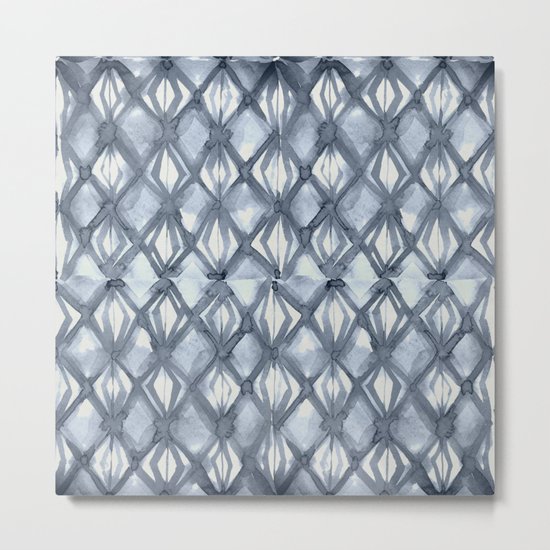 Braided Diamond Indigo Blue on Lunar Gray Metal Print