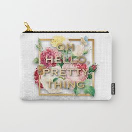 Oh Hello Carry-All Pouch | Graphicdesign, Typography, Pretty, Floral, Gold, Happy, Feminine 