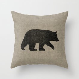 Black Bear Silhouette Throw Pillow