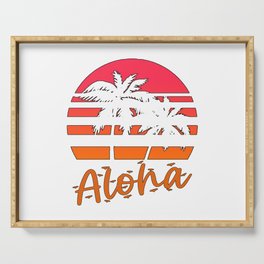 Tropical Party, Aloha Hawaii Palm Tree Hawaiian beach Serving Tray