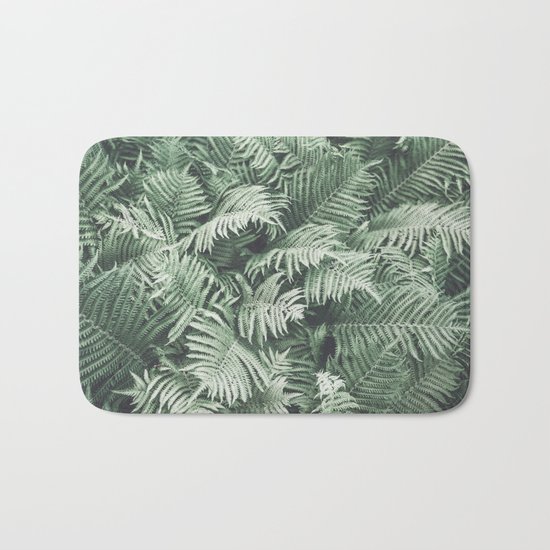 Fern Pattern Emerald Green Bath Mat