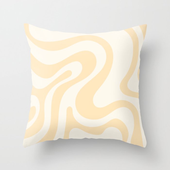 Retro Groovy Swirl Liquid Art - light Yellow Throw Pillow