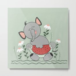 Baby elephant eating watermelon  Metal Print | Sitting, Watermelon, Elephant, Children, Sketch, Healthy, Fruit, Little, Cutfile, Flowers 
