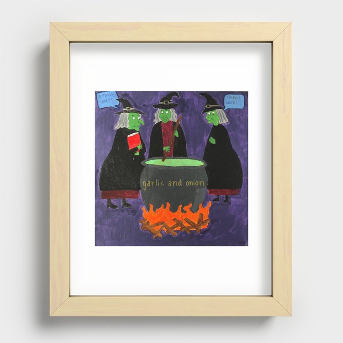 witches cooking garlic and onion Recessed Framed Print