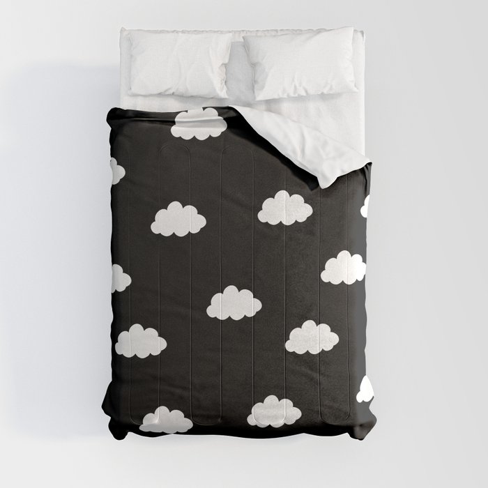White clouds in black background Comforter