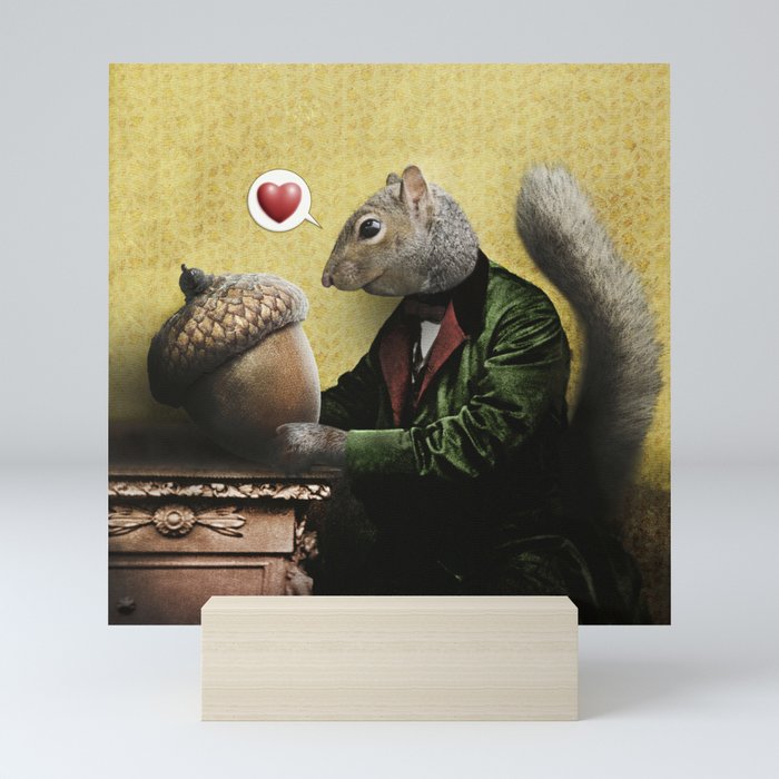 Mr. Squirrel Loves His Acorn! Mini Art Print