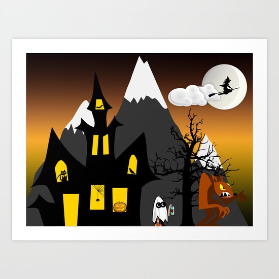 Halloween Scene Art Print