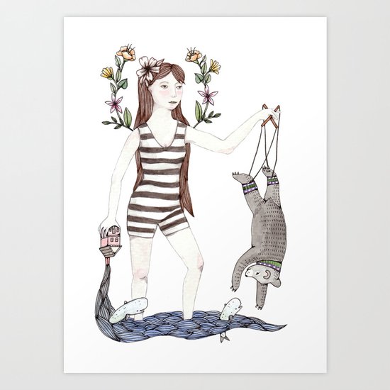 Dangle Bear Art Print