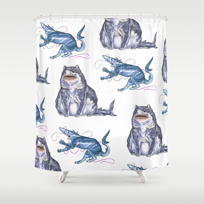 Shark Cat Duo Series 1 Shower Curtain By Brynnmetheney Society6