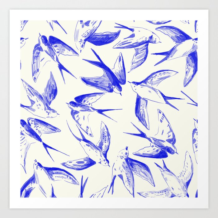 Flying Swallow birds Art Print